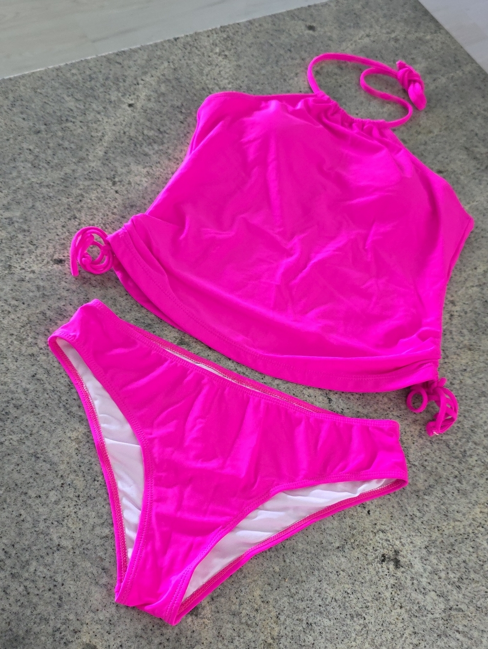 NWOT...Women’s High Neck Tankini Set in Neon Pink
